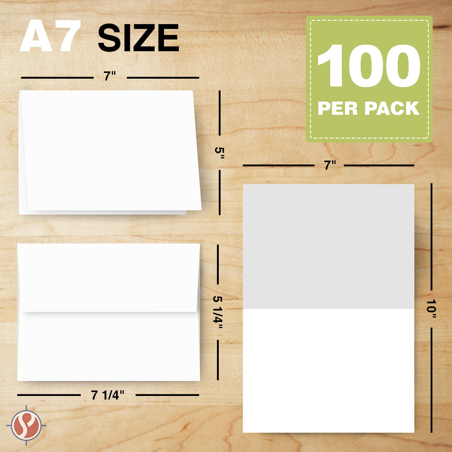Superfine Printing Inc. 5" x 7" Schwergewichts-Raum-Gruß-Karten-Sets 100 Karten & Umschläge