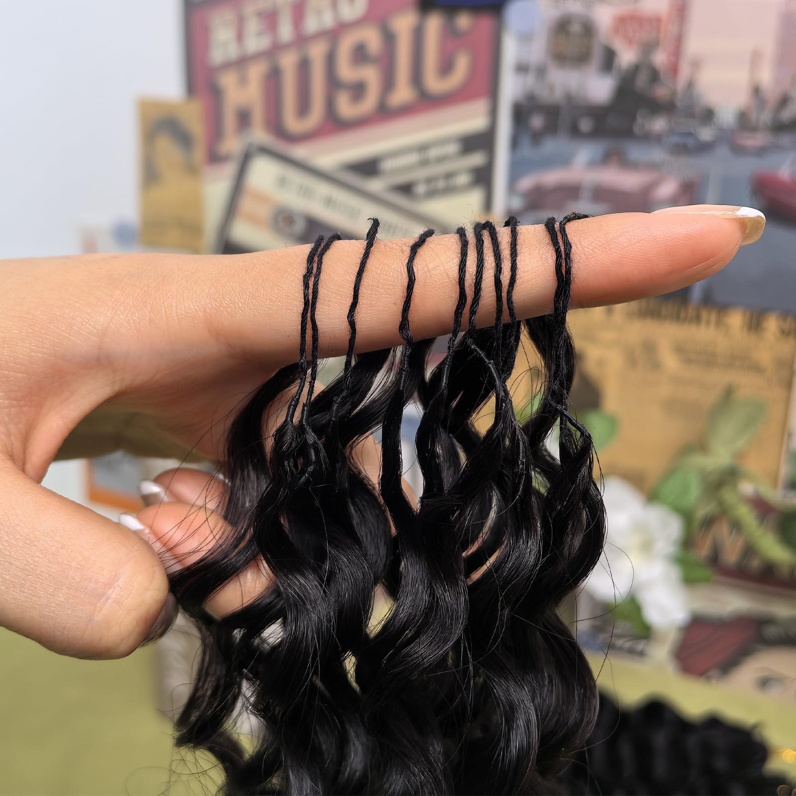 Extension di capelli umani all'uncinetto, per donne nere, con piume, all'uncinetto, ondulati, capelli umani ondulati, 40,6 cm, 150 g, pre-separati, invisibili, 40 cm, 150 g