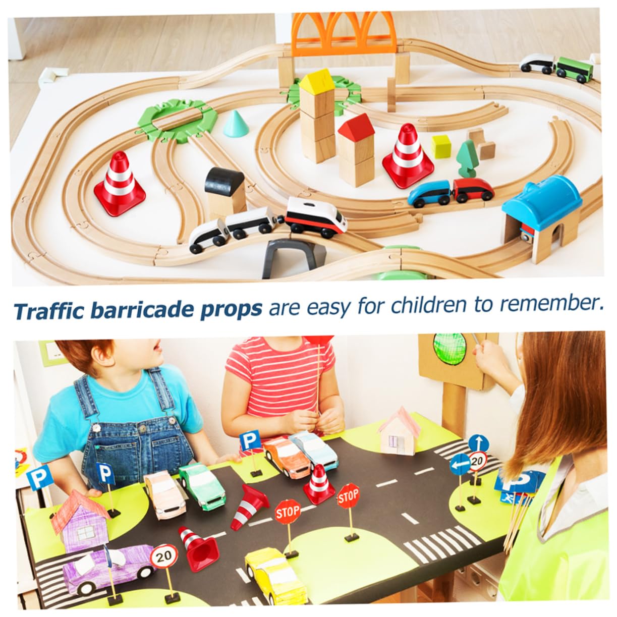 12pièces Mini Cônes De Signalisation Décorations De Panneaux Table De Sable Modèles De Circulation Jouets pour Garçon Fille