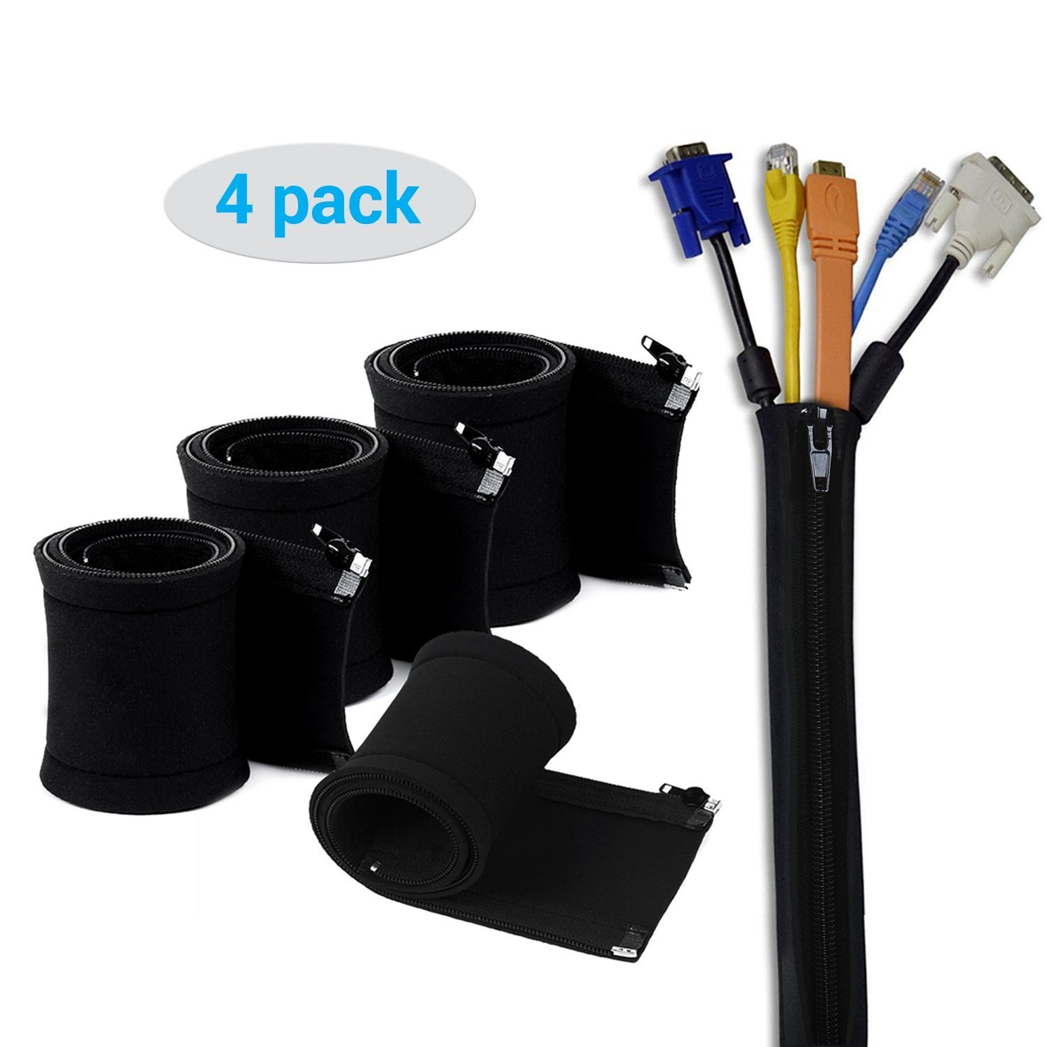 Cable Management Sleeve MoMoCity Adjustable Cable Organizer System