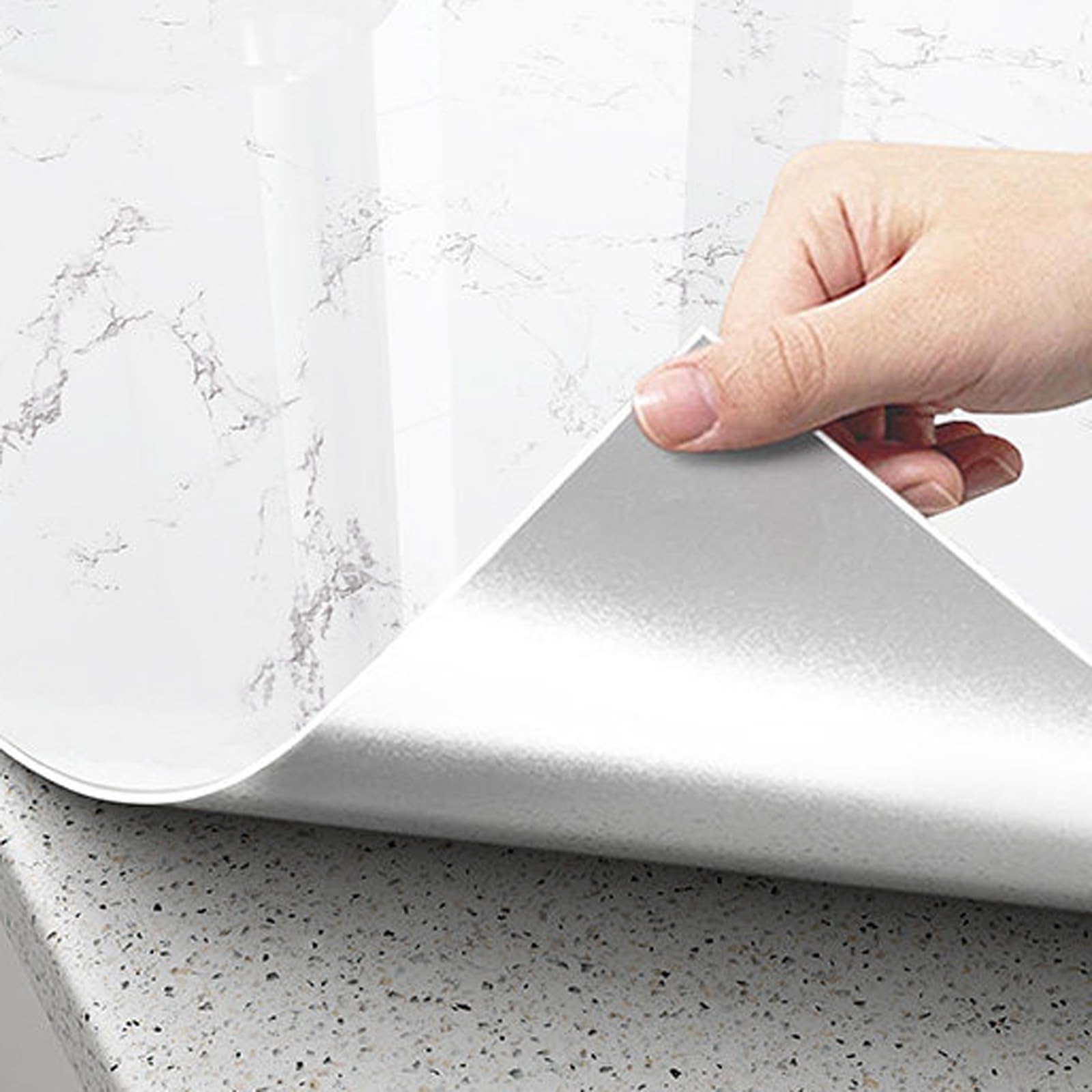 Papier adhésif pour meuble effet marbre imperméable pour cuisine et salle de bain