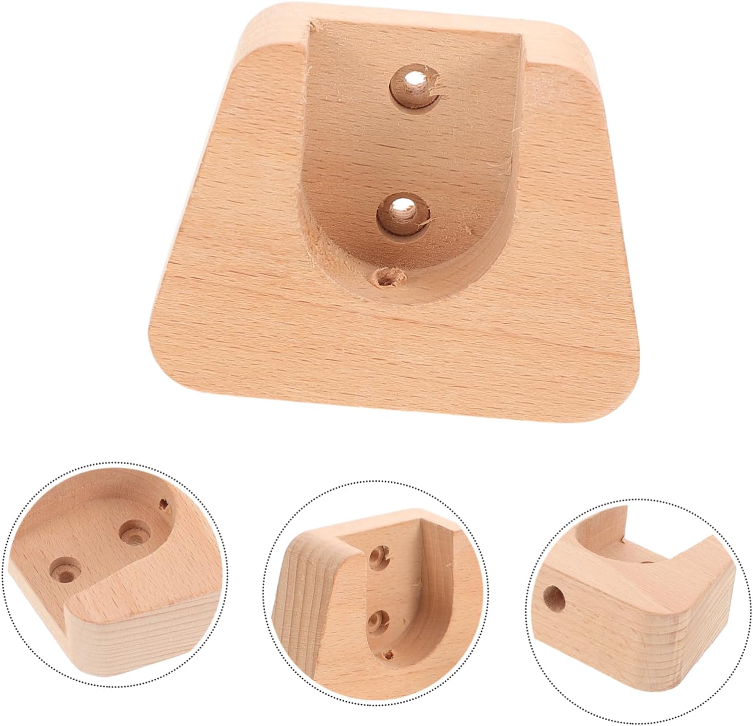 Cabilock 2Pcs Solid Wood Curtain Rod Holders Brackets for Bay Windows Warping-Resistant Rod Supports for Wall-Mounted and Ceiling Curtain Rods Smooth Finish Safe for Bedroom and Living