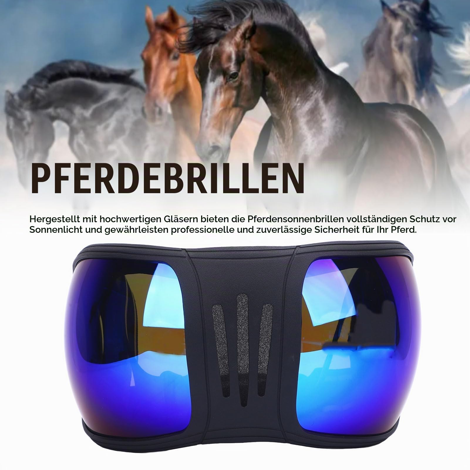 Pferde Renn Brille, U V-Schutz REIT Brille, Windschutz Schutz Sandschutz, Kunststoff für Sport Pferde Sonnenbrille für Geschirr Zubehör