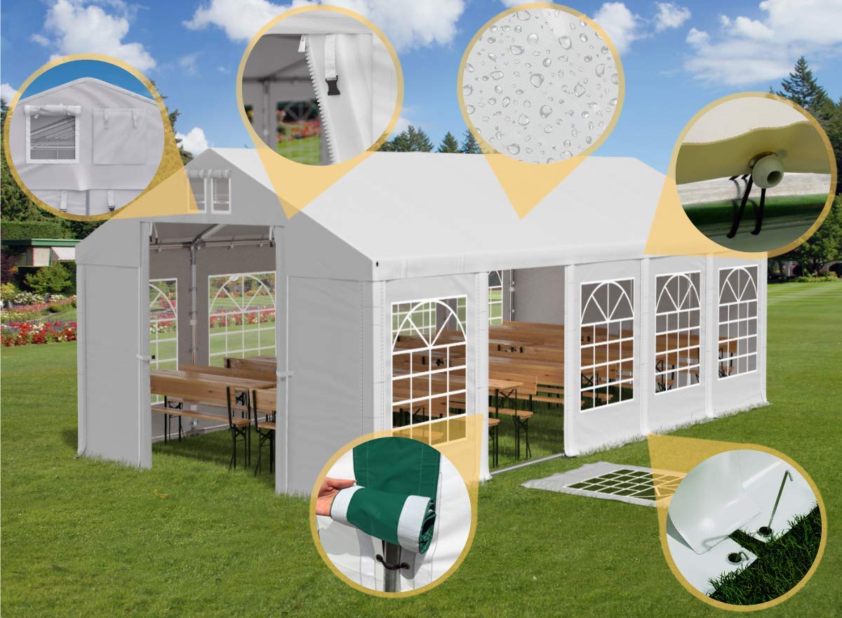 Namiot Imprezowy 4x6x2,5m - Biały - Namiot Biesiadny i Weselny - Wodoodporna Plandeka PVC - Konstrukcja Winter - Idealny na Imprezy, Eventy, Ogród, Wesela - Całoroczny - Łatwy Montaż