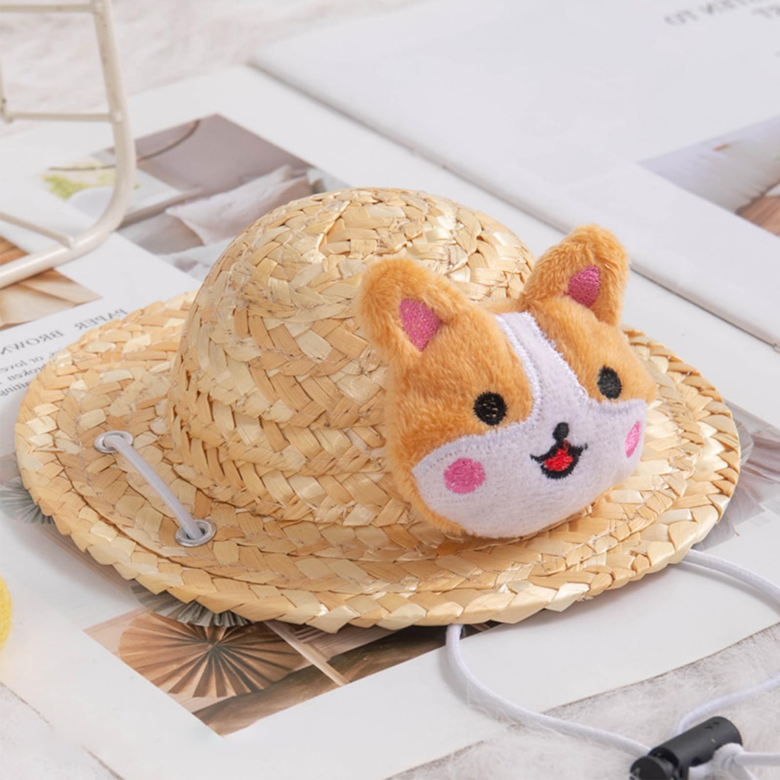 LuckyOpt Dog Sun Hat, Cute Pet Dog Cat hat with Adjustable Strap - Image 4