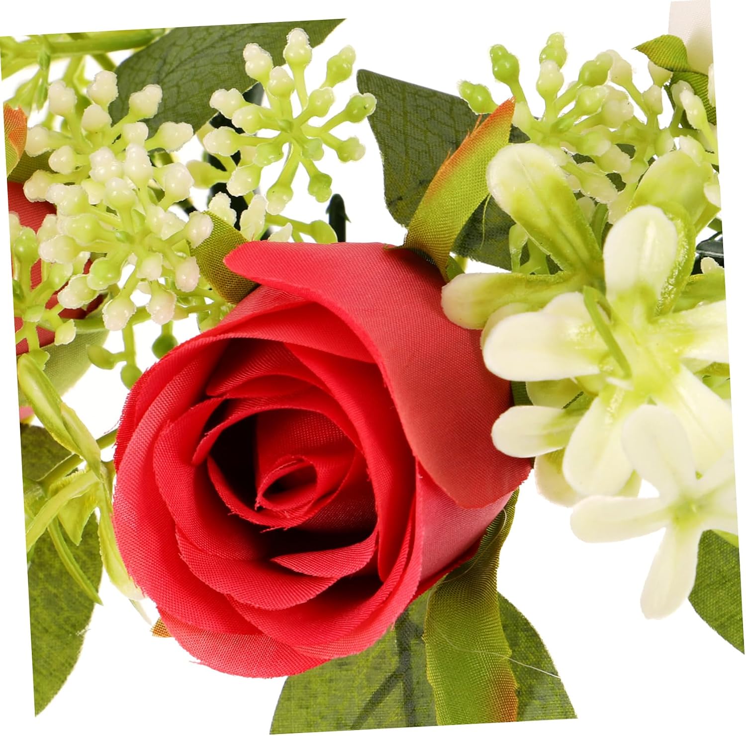 Candle Ring Wreath with Artificial Flowers and Leaves Romantic Table Centerpiece for Weddings and Valentine's Day Floral Decor for Candle Holders Lightweight and Durable