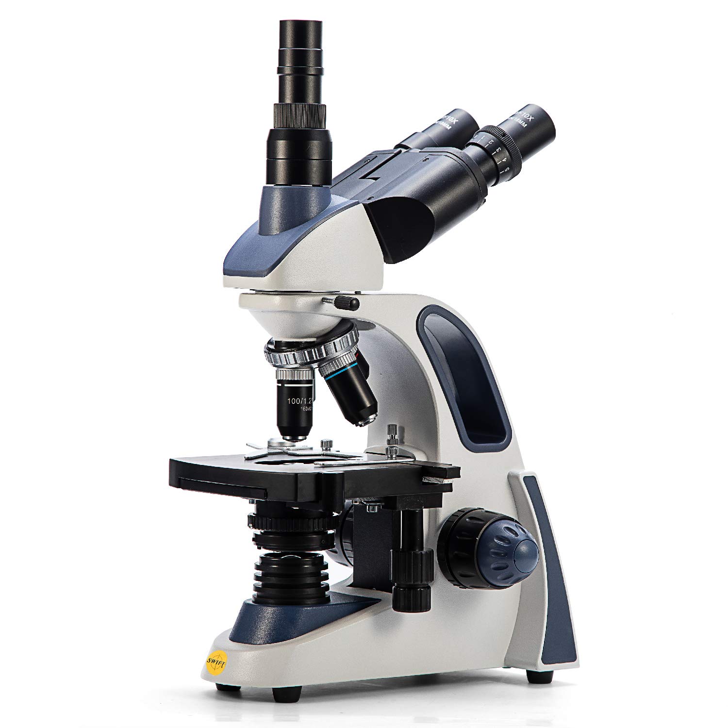SWIFT Microscopio trinoculare, ingrandimento 40X-2500X, testa di ebollizione, microscopio di laboratorio per scopi di ricerca con oculare WF10X/25X, messa a fuoco ultra precisa, compatibile con