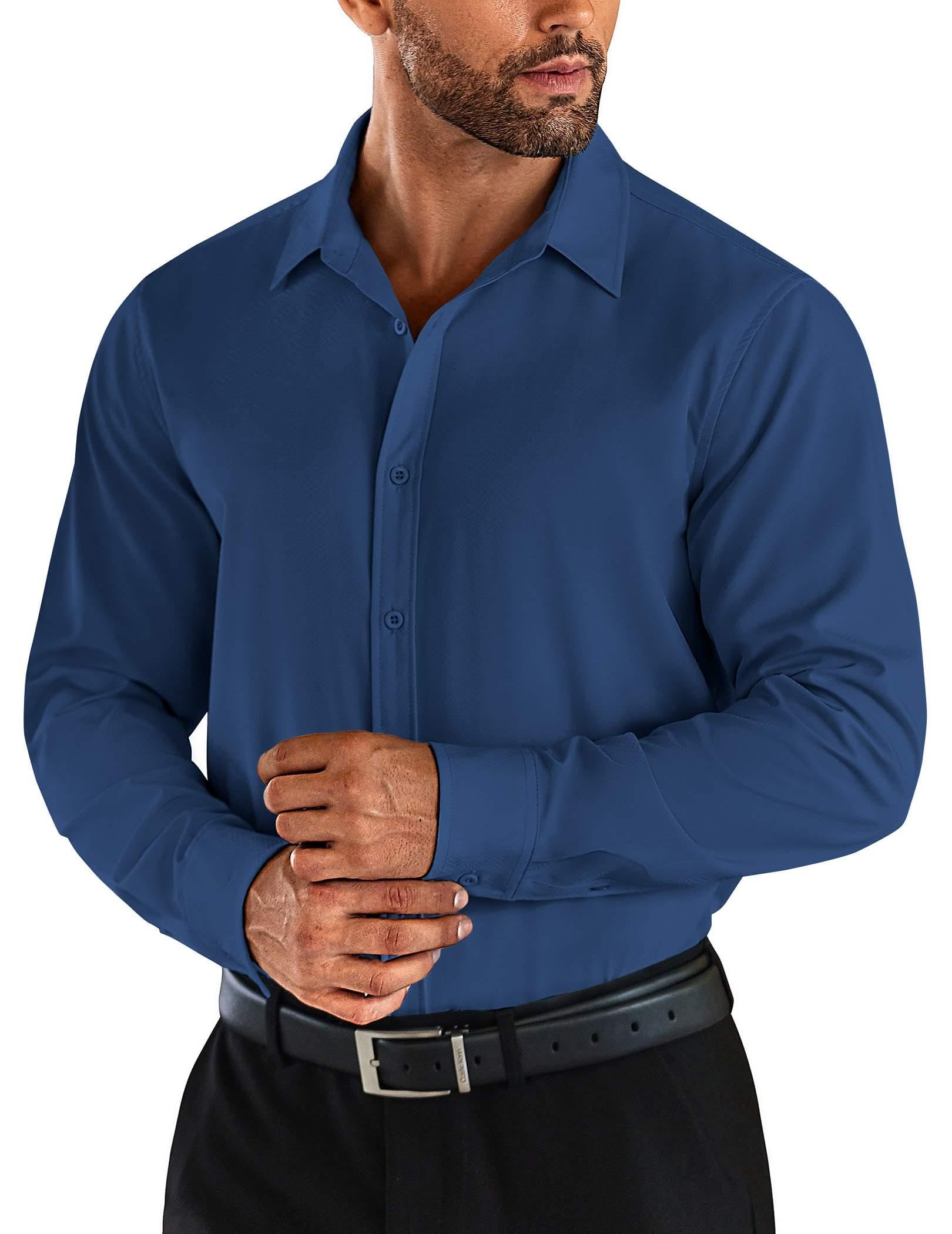 COOFANDY Mens Business Dress Shirts Wrinkle Free Long Sleeve Regular Fit Dress Shirt Textured Casual Button Down Shirts