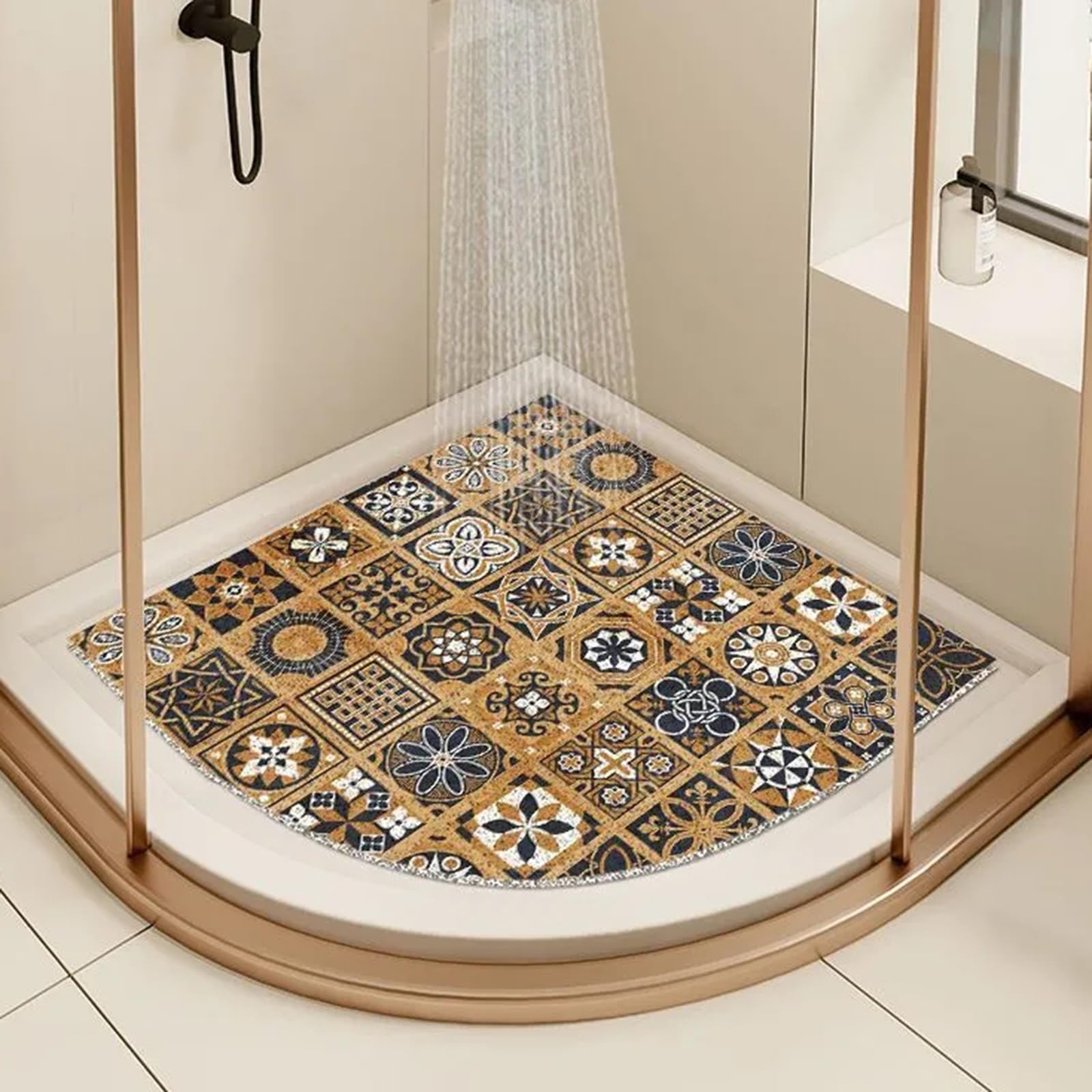 Eupxrhy C Orner Shower Mat, Soft Pv Loofah Non Slip Shower Mats For Inside Shower, Quick Drying Bath Mat Non Slip Anti Mould With Draining, Sector,,70X70cm