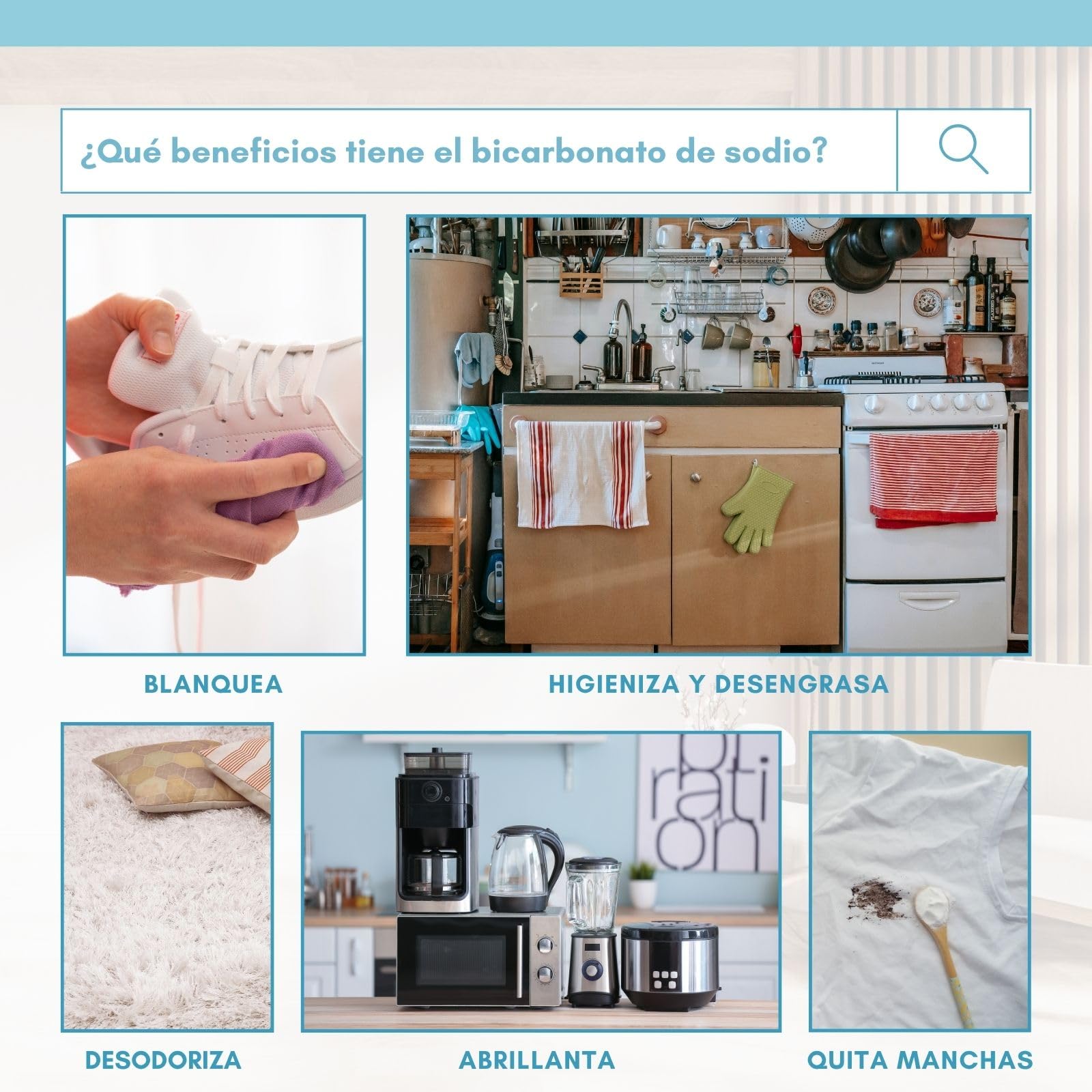 PLANTAWA Bicarbonato de Sodio 1kg Doypack | Polvo Multiusos para Limpieza del Hogar | Cierre Resellable | Alta Solubilidad | Bicarbonato Sódico Puro | Baking Soda Limpieza