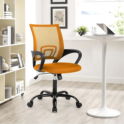 Miniatura 8 de Silla de oficina en casa, silla ergonómica de malla, silla de escritorio para computadora con respaldo medio con soporte lumbar y reposabrazos,