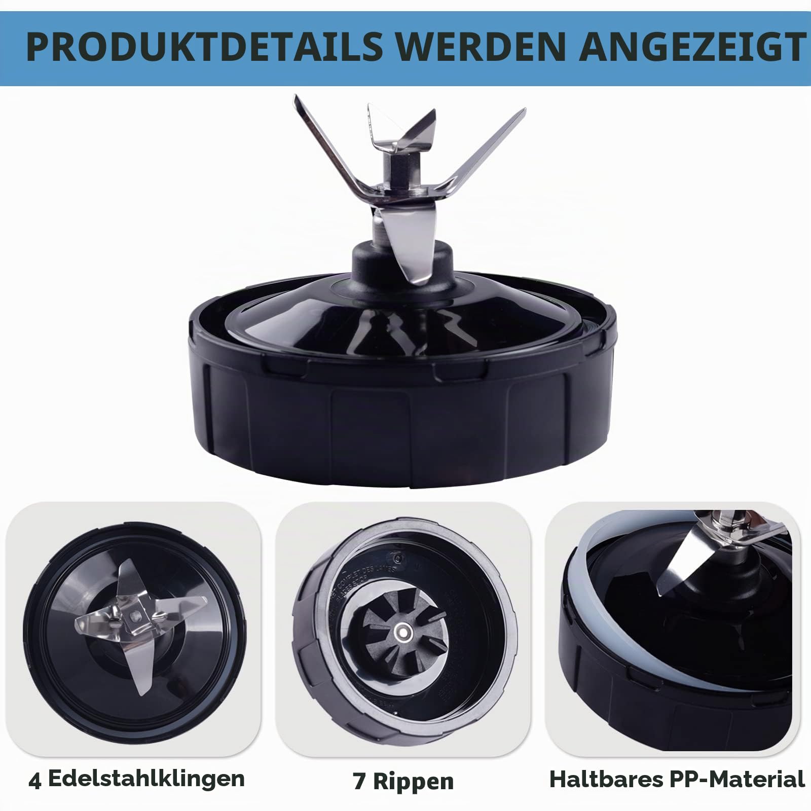 Mixer Ersatzteile Klingen für Nutri Ninja Auto-iQ Küchenmaschine, 7-Flossen Klinge für Ninja Mixer Blender Blade Zubehör
