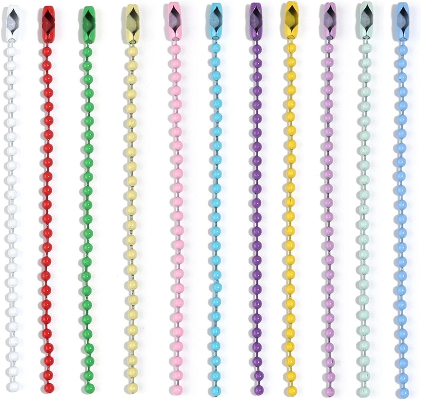 100pcs Iron Ball Bead Chains 12cm Colorful Keyring Chain Label Hand Tag Connector Chains for DIY Making(Light Purple)