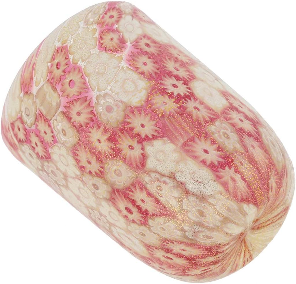 Glass Of Venice Murano Glass Tumbler Drinking Glass 12 oz in Pink Rose Gold Millefiori - Use in Kitchen and Dining for Water, Wine, Soft Drinks. Handmade in Italy