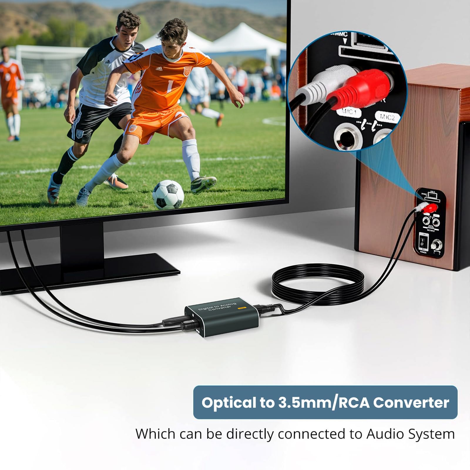Adaptateur Optique Jack DAC Audio Convertisseur 192kHz Optique Numérique vers Analogique 3,5 mm AUX SPDIF