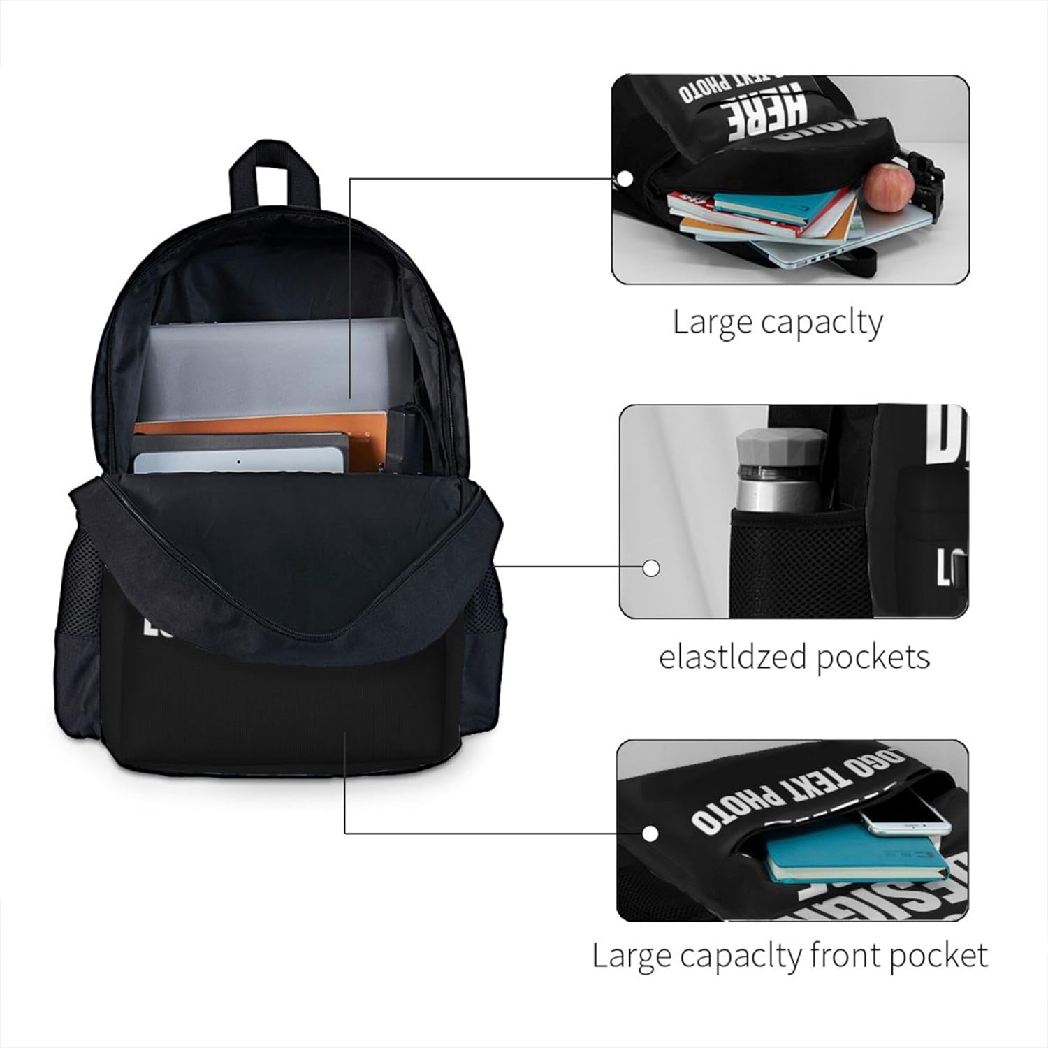 Custom Backpack Large-capacity for Men Women Customize Casual Travel Laptop Backpack for Boy Girl Custom Laptop Bags Design Your Own Text Photo Logo Personalized Backpacks