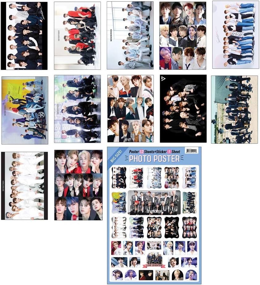 K-POP Idol Group 2020 New 12 Poster + 1 Sticker Set (All A3 Size) (Seventeen)