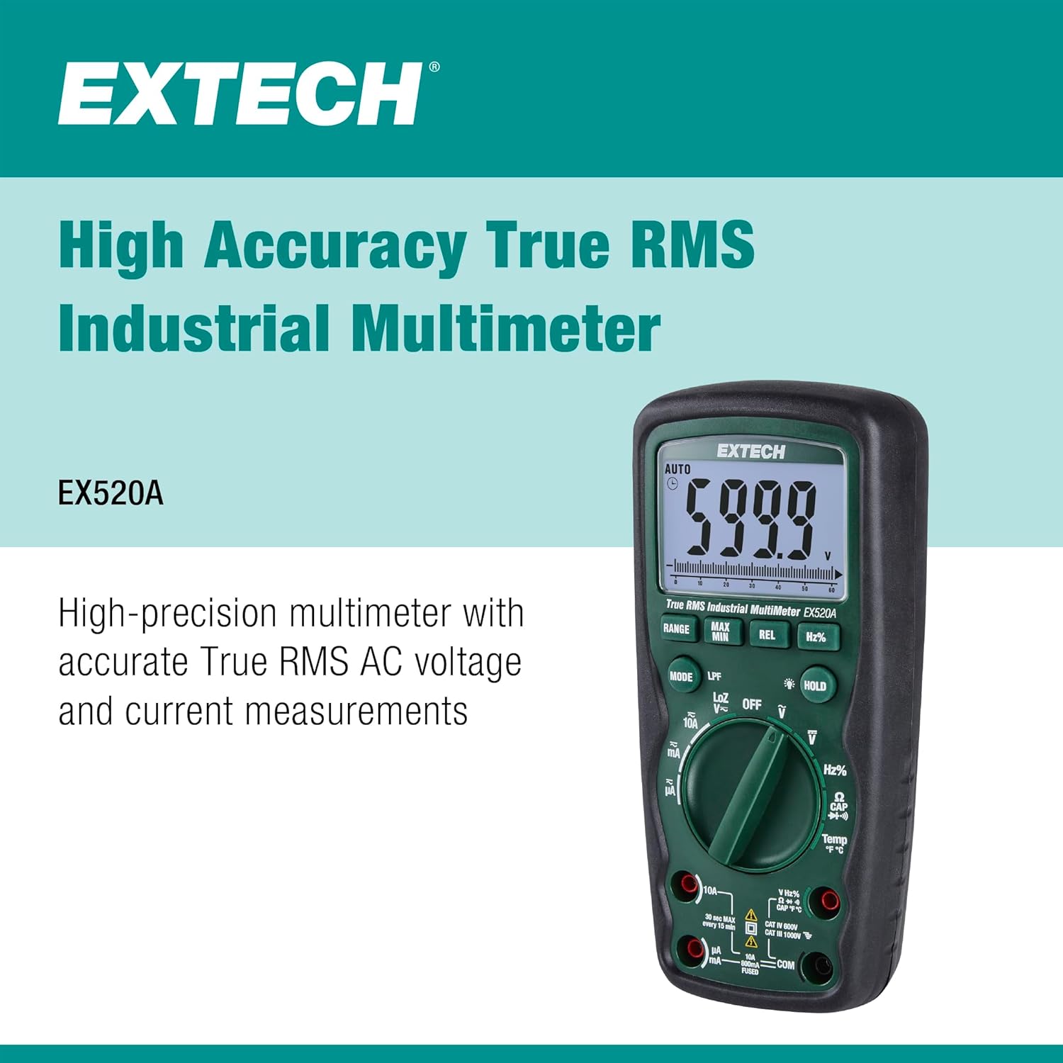 Extech EX520A High Accuracy True RMS Multimeter (0.09%)