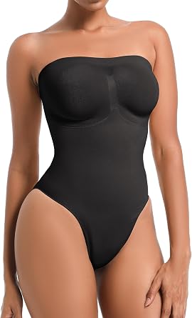 Atbuty Strapless Shortie Bodysuit Seamless Shapewear Tummy Control Body Shaper with Removable Straps