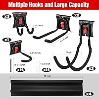 Vista 5 de WORKPRO Garage Tool Organizer Wall Mount, Garage Organization Garden Tool Rack Holder System, 64-Inch 4 Rails with 8 Heavy Duty Adjustable Hooks for