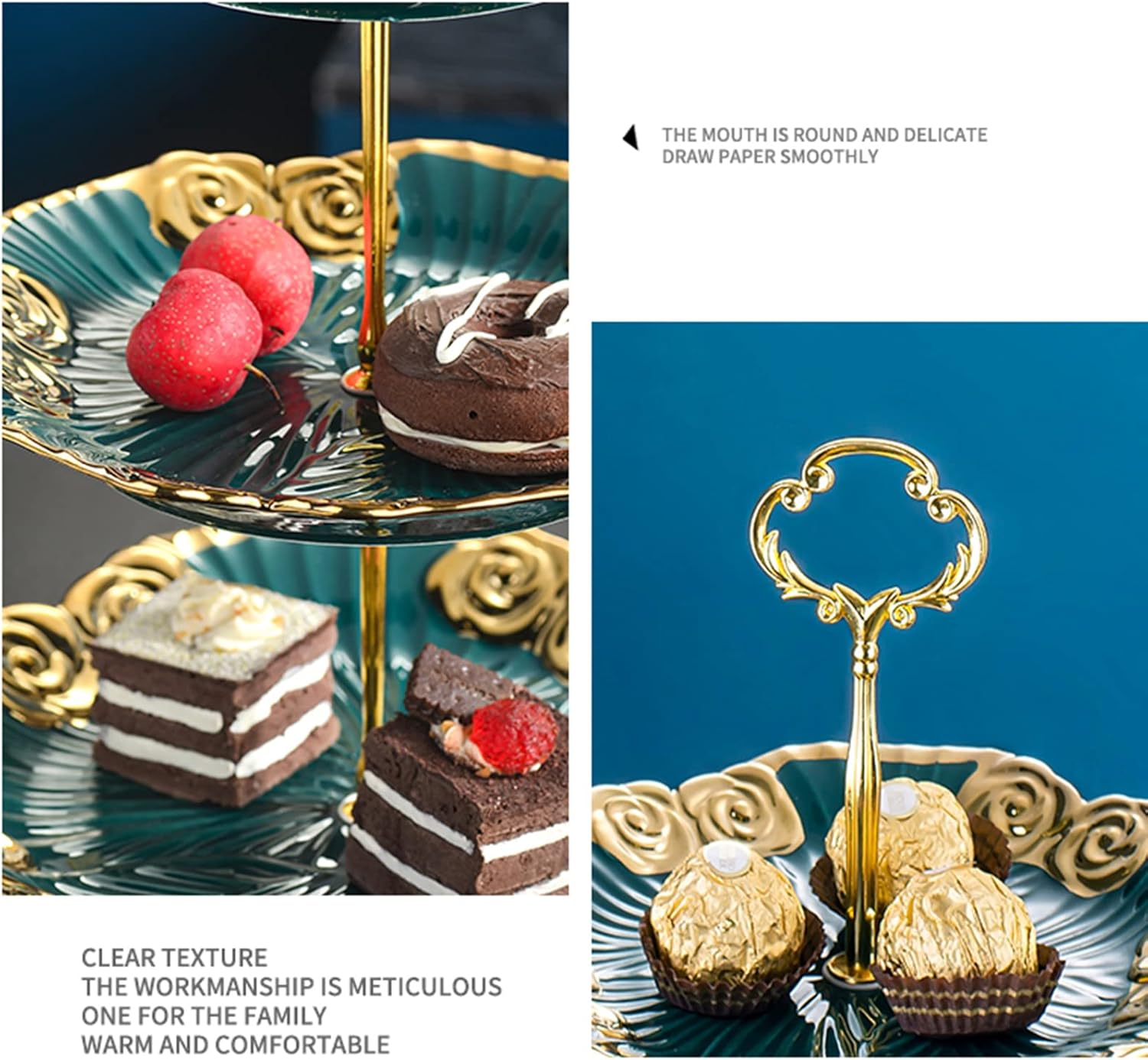 Tiered Stand Tower Tiered Cake Display Stand, Reusable Cake Stands Display Fruit Plate, Cupcake Stand With Golden Carry Handle, Party Serving Platter Stand For Aft Tiered Tray(Size:2 Tier,Color:White)
