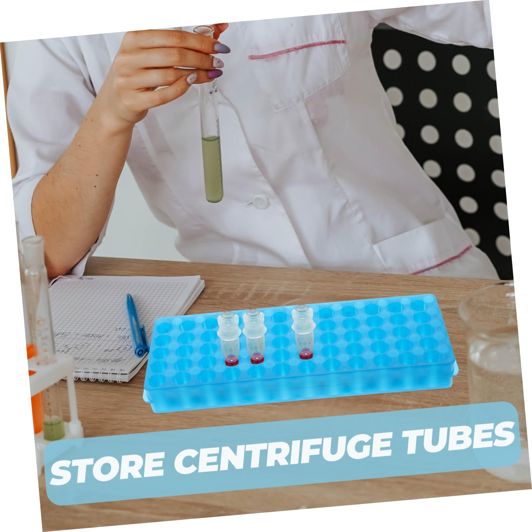 Mobestech 2 Stück Reagenzglasgestell Labor 60 Löcher Zentrifugenröhrchenhalter aus Robustem Material Wiederverwendbar für 0,5 Ml bis 2 Ml Röhrchen Praktischer Organizer für Proben und Laborgebrauch