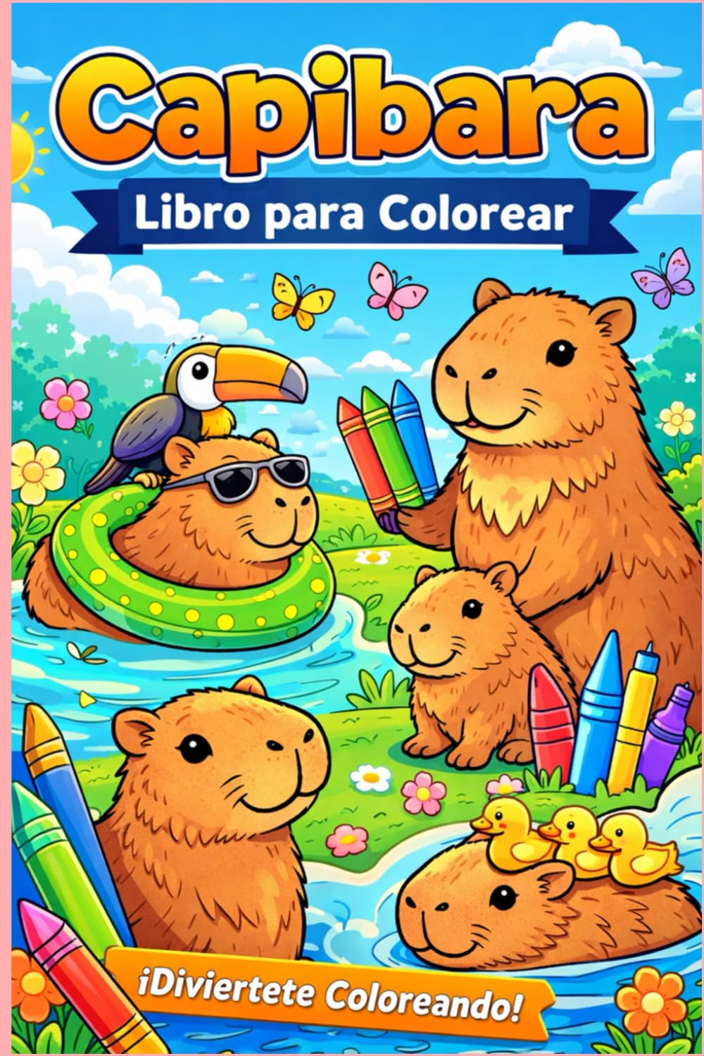 Capibaras kawaii para colorear