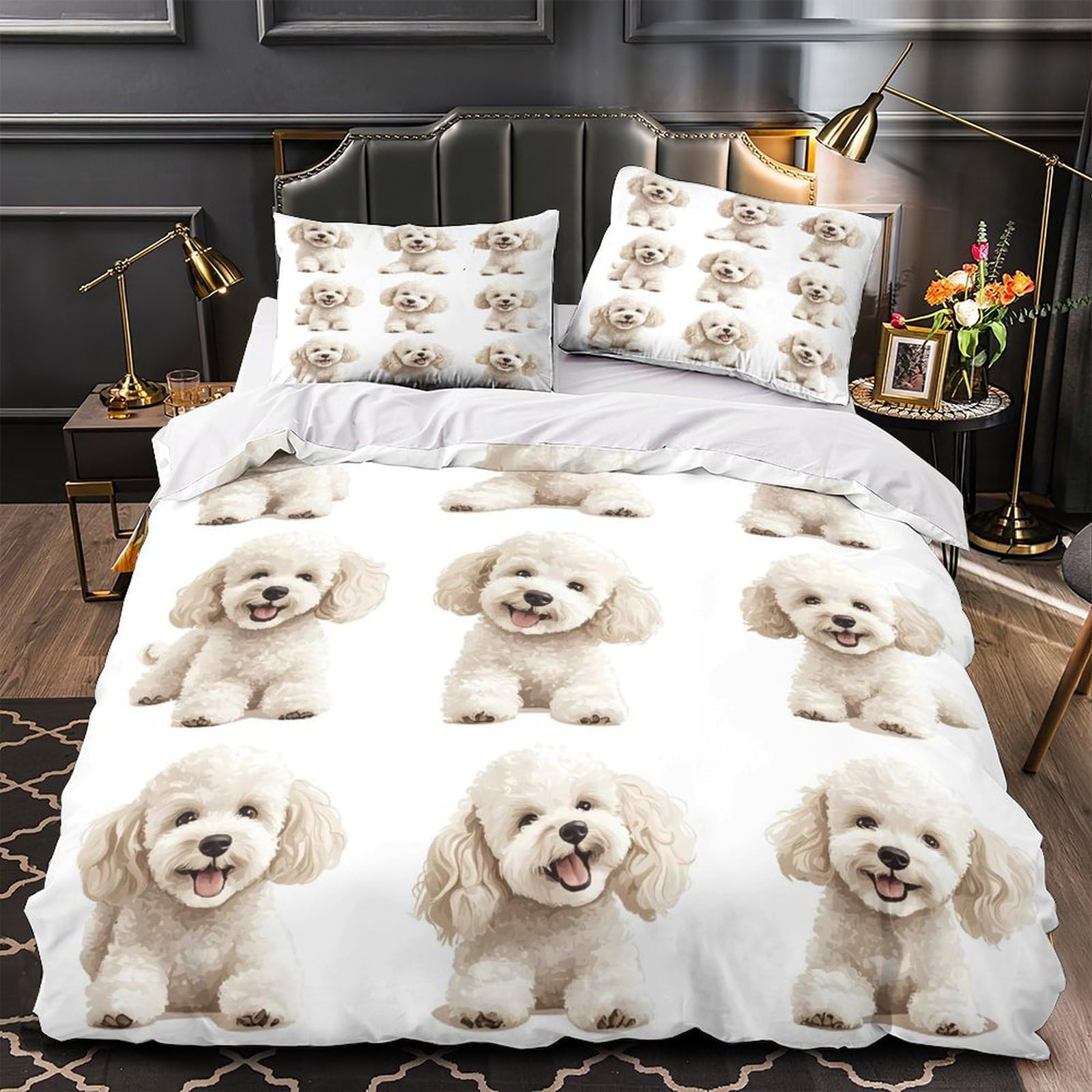 Parure de lit chaton blanc 200x200 cm double housse douce