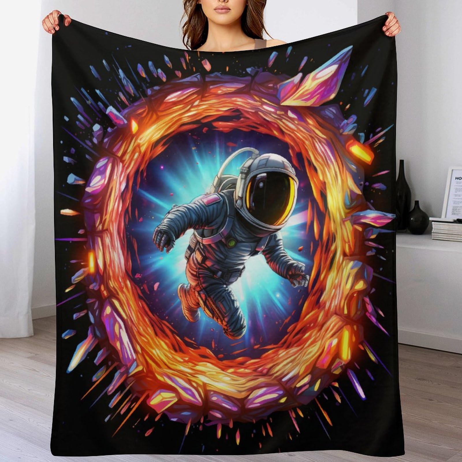Manta de franela astronauta para sofá y salón de 130x180 cm