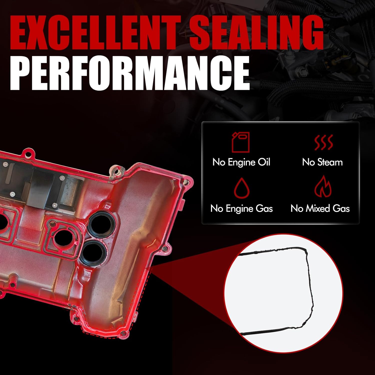 MITZONE Aluminum Valve Cover Compatible with Ford Focus EcoSport S SE SEL Titanium 2.0L L4 Gas Flex 2014-2022