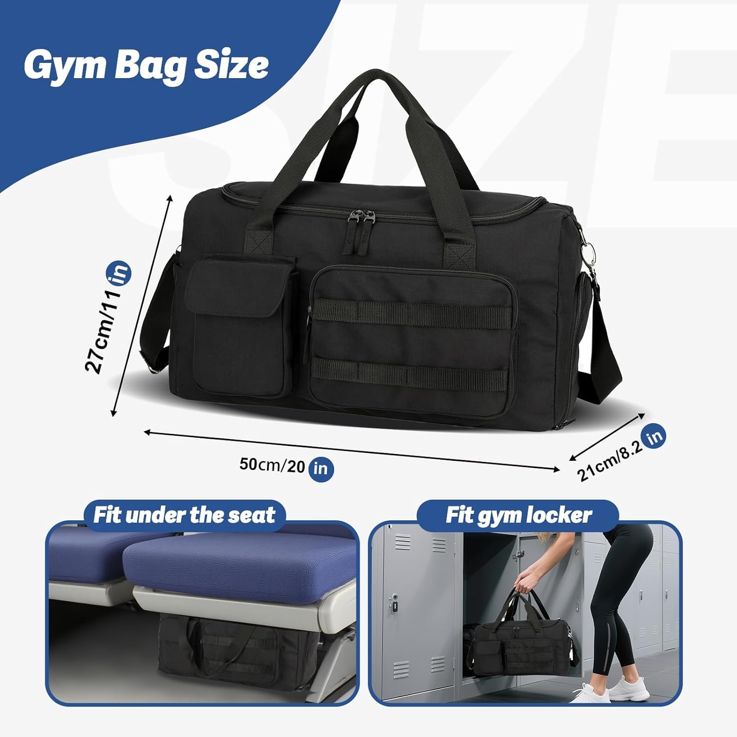 Gym Bags for Women & Men - Lightweight Travel Duffle Bag with Shoes Compartment & Wet Pocket, Durable Carry-on Weekend Bag, Medium - Image 2