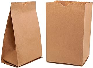 Nicole Home Collection Premium Paper Brown Lunch Bags - 5.125" x 3.125" x 10.63" (40 Pc) - Ideal for Work, School & Parties