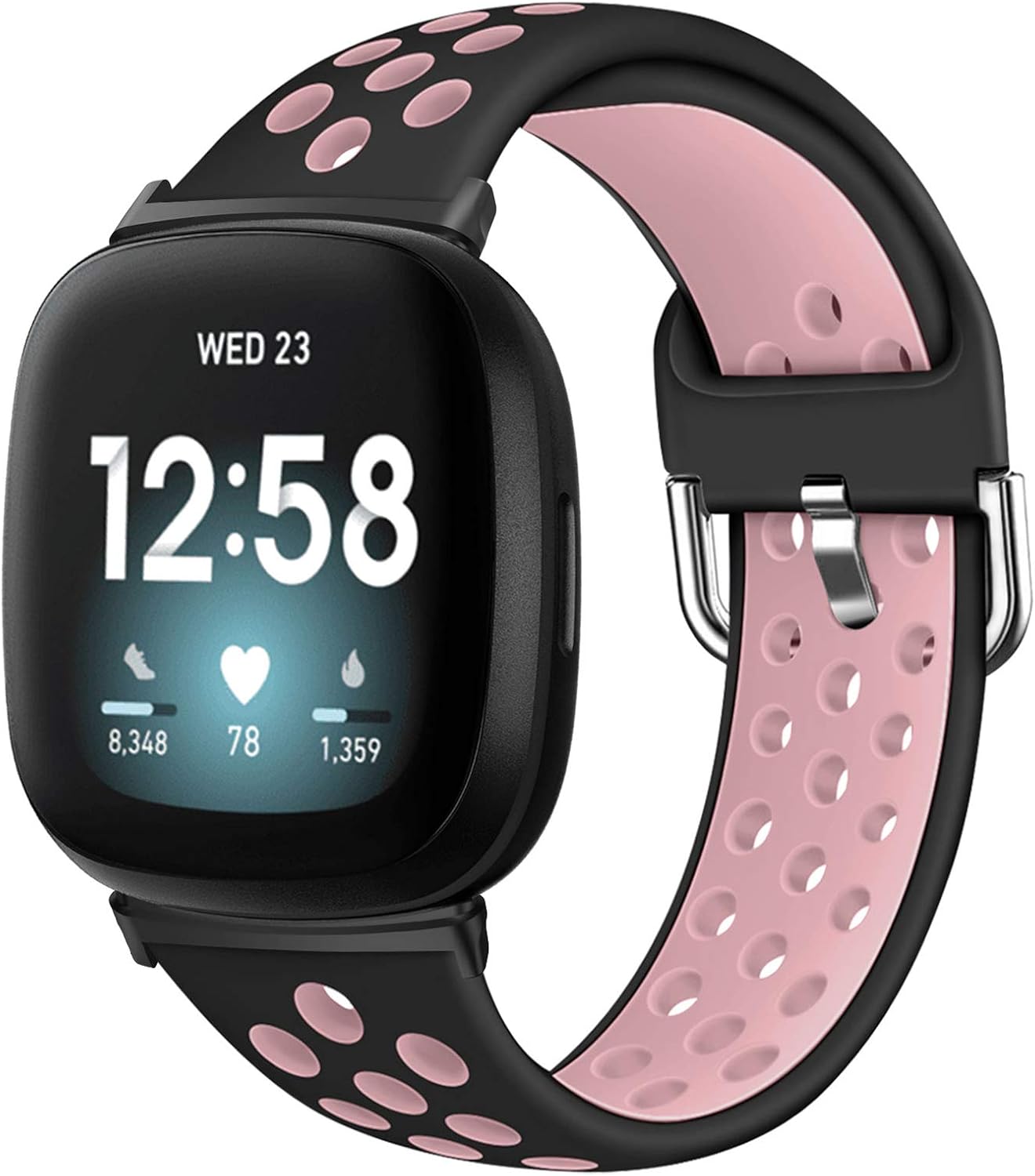 XIMU Sport Bands Compatible with Fitbit Versa 3 & Sense, Soft Silicone Waterproof Breathable Sport Watch Strap Replacement Wristband Accessories Women Man for Versa 3 Smart Watch