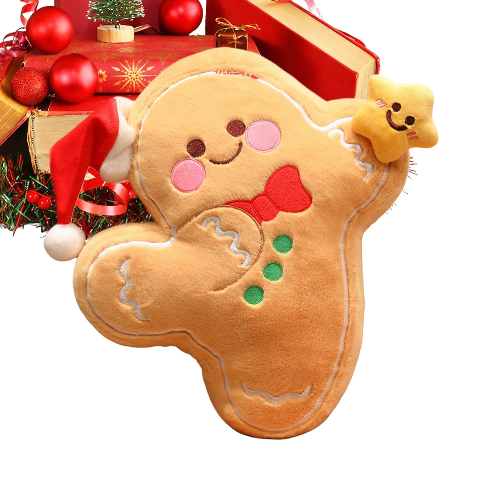 Coussin masculin de Noël peluche 40 cm et étoile pour chambre et voiture