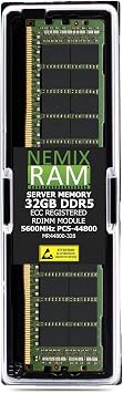 32GB 1X32GB DDR5 5600MHZ PC5-44800 CL46 2Rx8 1.1V 288-PIN ECC Registered RDIMM NEMIX RAM Server Memory Compatible with Hynix HMCG88AGBRA188N HMCG88AGBRA191N HMCG88AGBRA192N HMCG88AGBRA193N