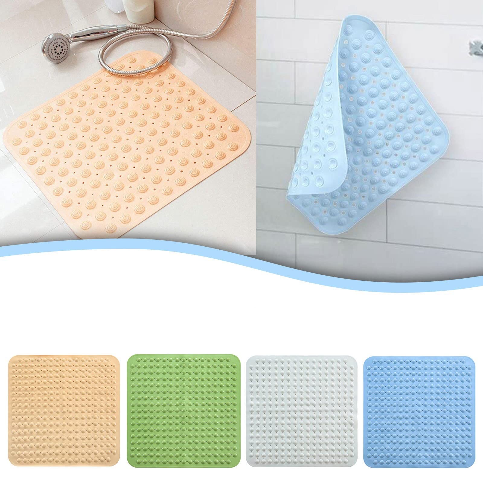 Alfombrilla de baño antideslizante de PVC para baño, redonda, de silicona, antideslizante, alfombrilla de masaje con ventosa, alfombrilla de ducha con partículas de masaje (blanco)