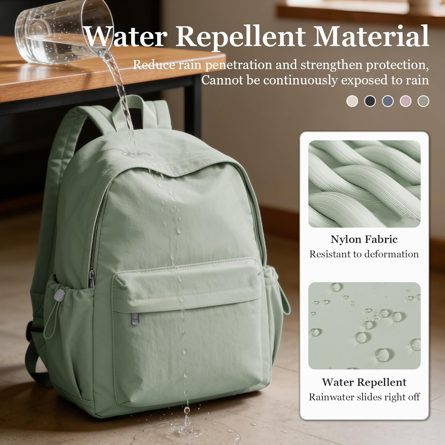 Simple School Backpack For Women Men Aesthetic Medium Backpack Lightweight Casual Daypack College Backpacks Cute Bookbag for Teens Girls Boys Basic Bagpack(Green) - Image 6