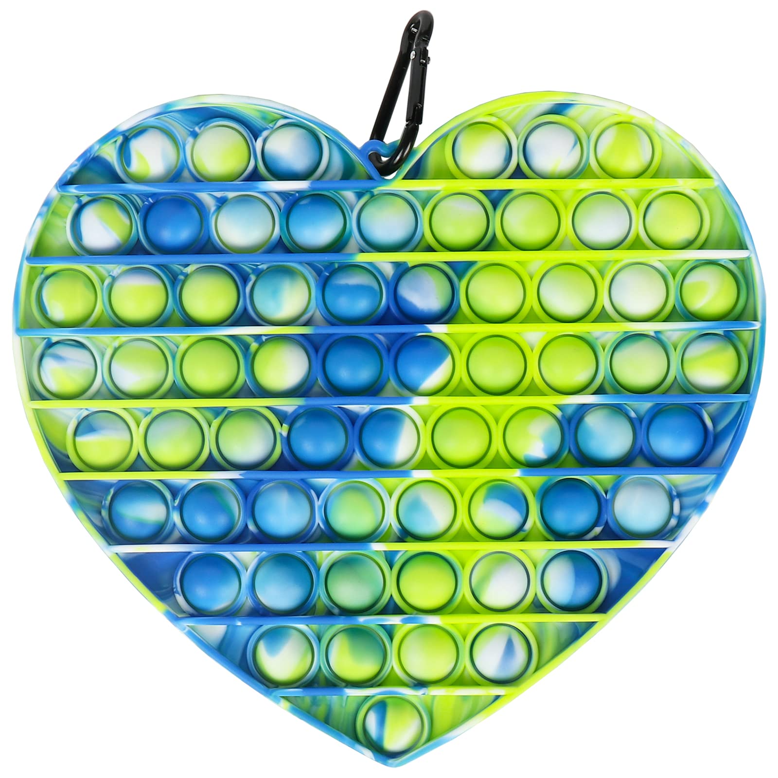 Photo 1 of BUNDLE OF 2 ANXIETY TOYS ONEST Silicone Big Push Pops Bubbles Large Fidget Sensory Toy Colorful Pops Heart Blue Green AND ARUBIX CUBE