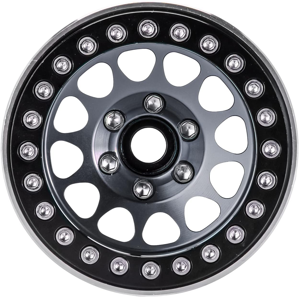 INJORA 1.9 Beadlock Wheel Deep Dish Negative Offset 10.4mm Wheel Rim for 1/10 RC Crawler Auto Axial SCX10 90046 AXI03007 TRX4 VS4-10 Gen8 MST CFX(Black＆Grey)