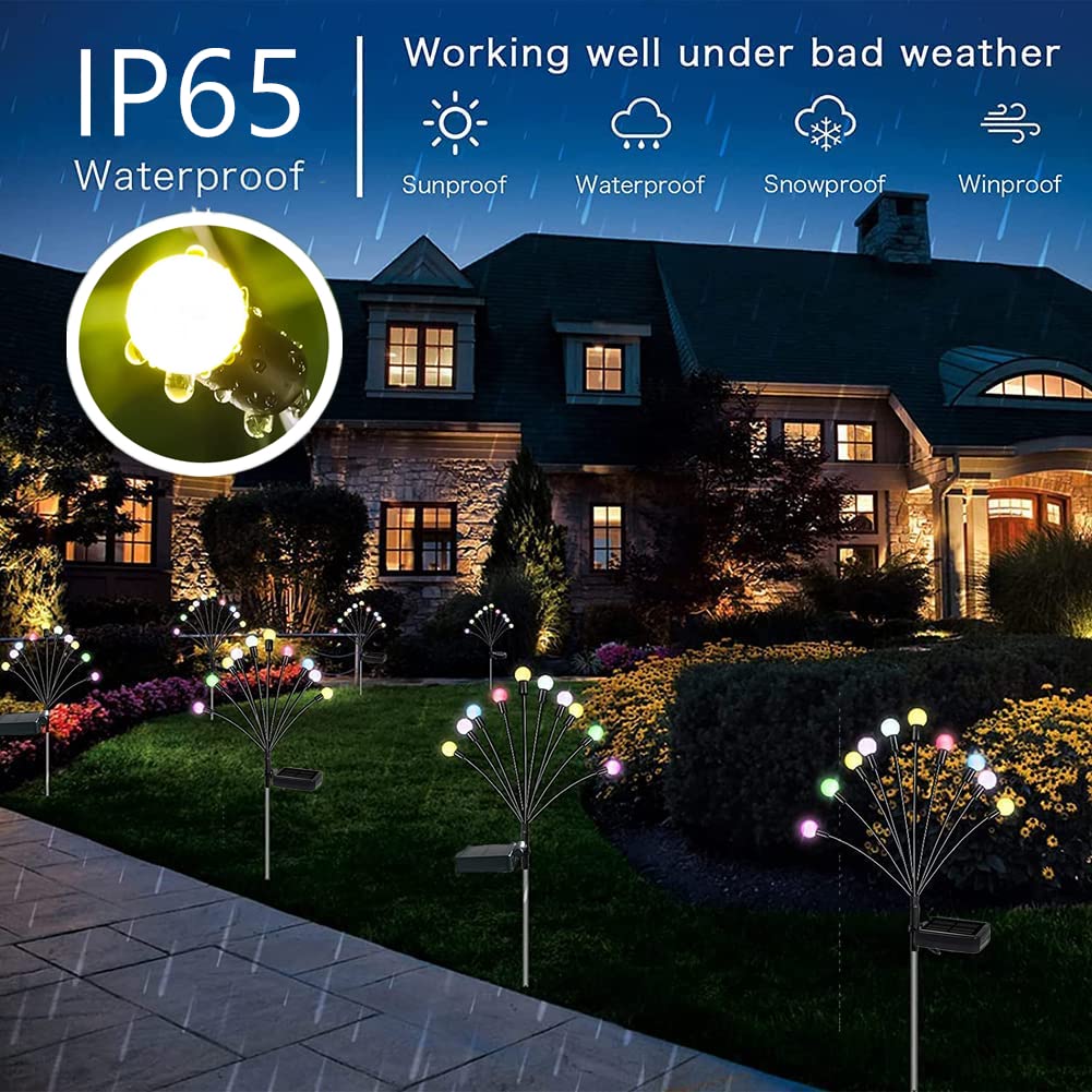 Gartenleuchten Solar Glühwürmchen Leuchte 4 Stück mit 40 Kugeln,Solarleuchten für Außen Garten,Solarlampen mit Farbiges Licht für Wege Rasenflächen Gartendeko Weihnachtsdeko