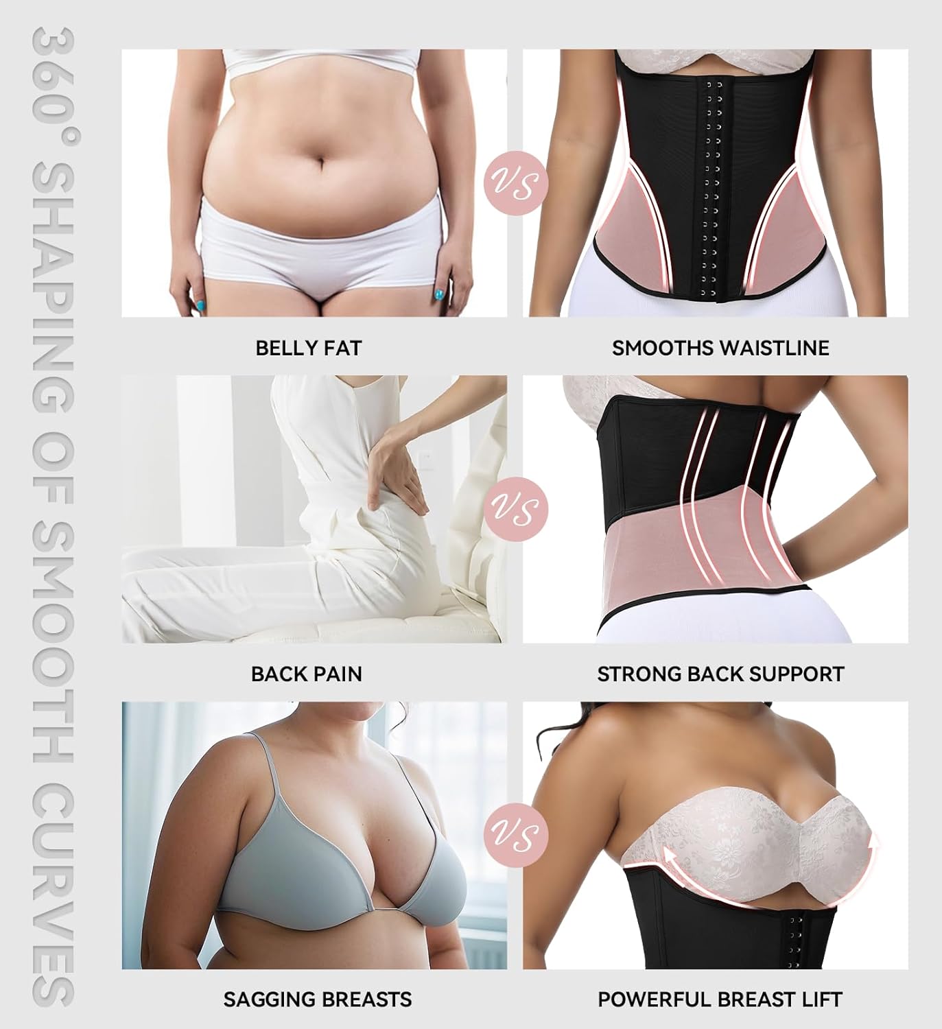 SHAPSHE Waist Trainer for Women Corset Shapewear Tummy Control Cincher Workout Faja Body Shaper Postpartum with Hooks - Image 6