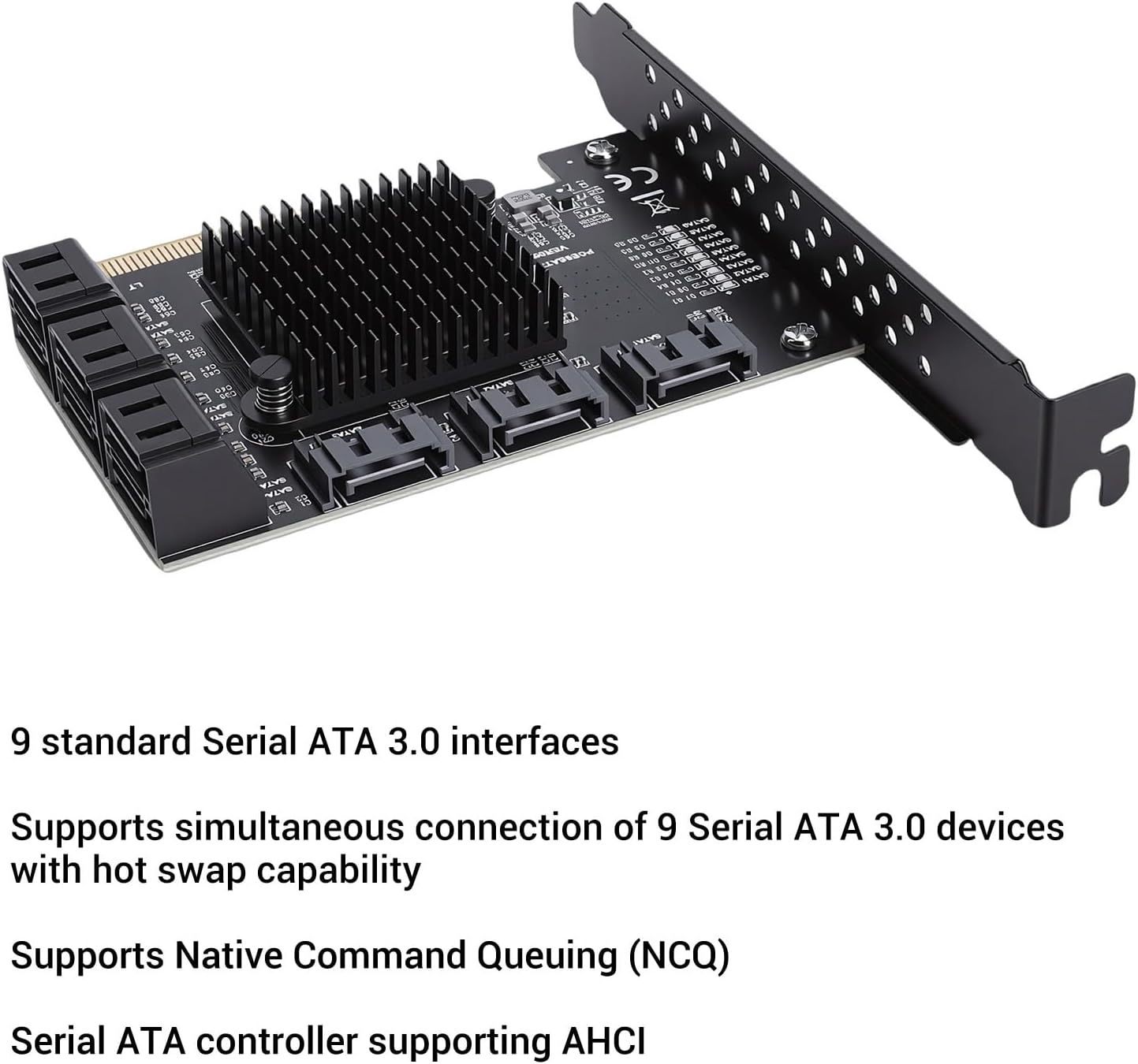 Sanpyl PCIE 4X to 9 Port Serial ATA3.0 Expansion Card, 6Gbps PCI Express Expansion Card with PCI E GEN3 Slot, Plug and Play