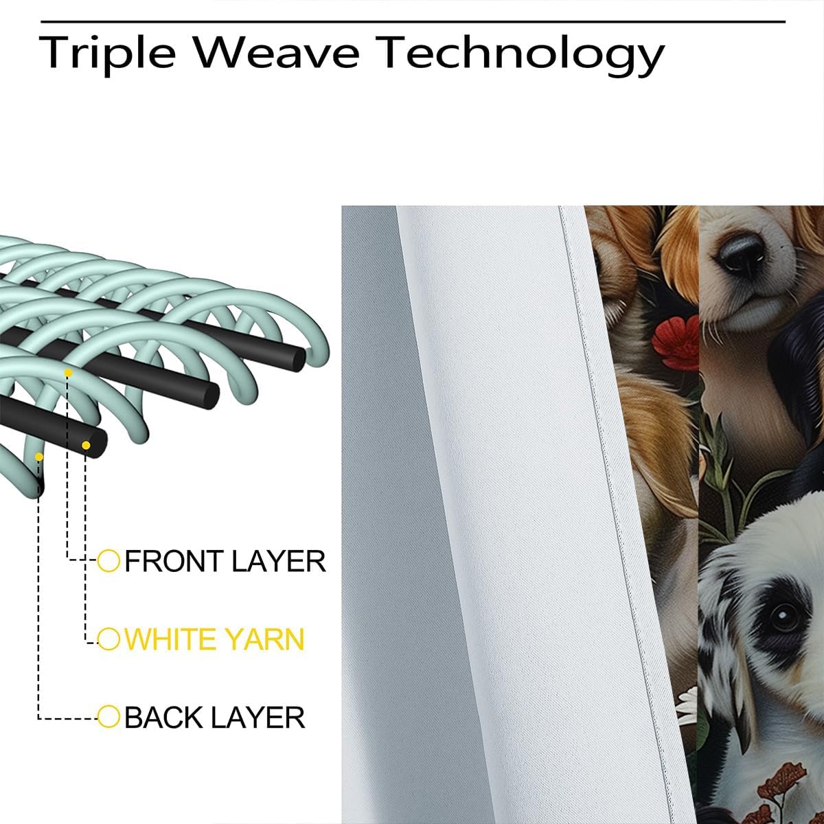 Dog Blackout Curtains for Girls Boy Home Decor, Funny Puppy Pet Dog Vintage Lovely Animals Grommet Thermal Insulated Drapes Darkening Window Curtain for Bedroom Living Room, 42 x 63 Inch