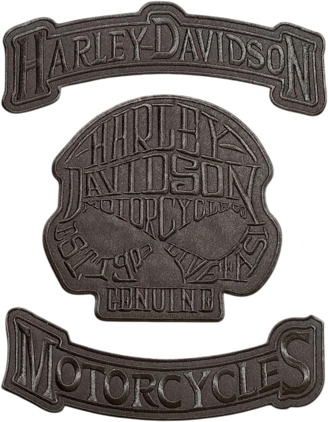 3 PCS Sets Skull Large Size Harley Iron On Bikers Embroidery Patch Fir Leather Jackets & Vest RH002