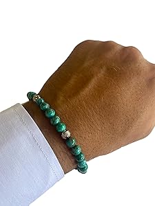 Bracciale Turchese 10:10 - Acciaio Inox, Pietra Naturale 6mm, Chiusura A Moschettone, Made In Italy - Foto 7