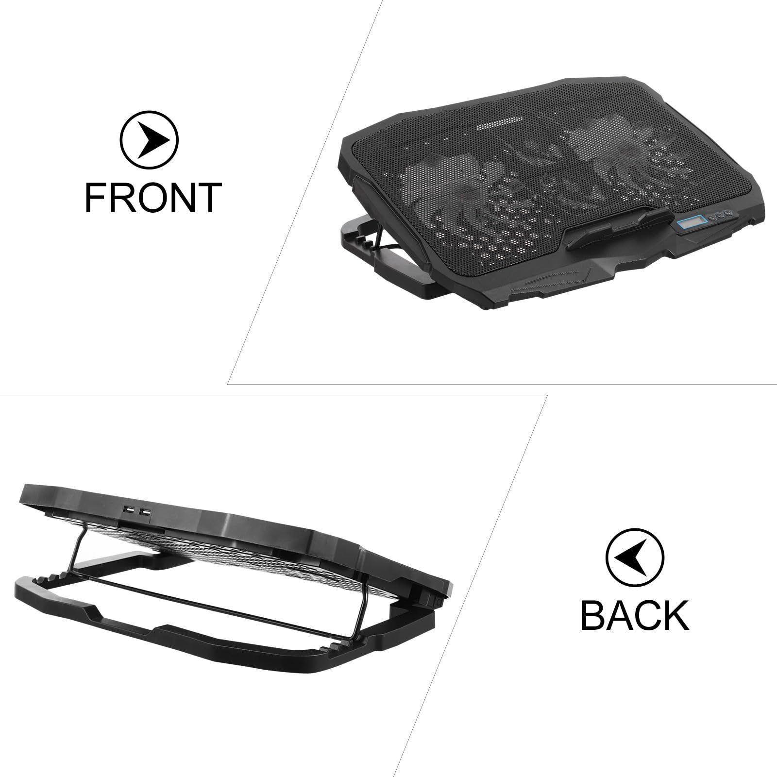 Base de Refrigeración para Portátil Ventilador Ajustable y Control de Velocidad, Soporte Ventilado de Plástico y Hierro Adecuado para Decoracion Verano