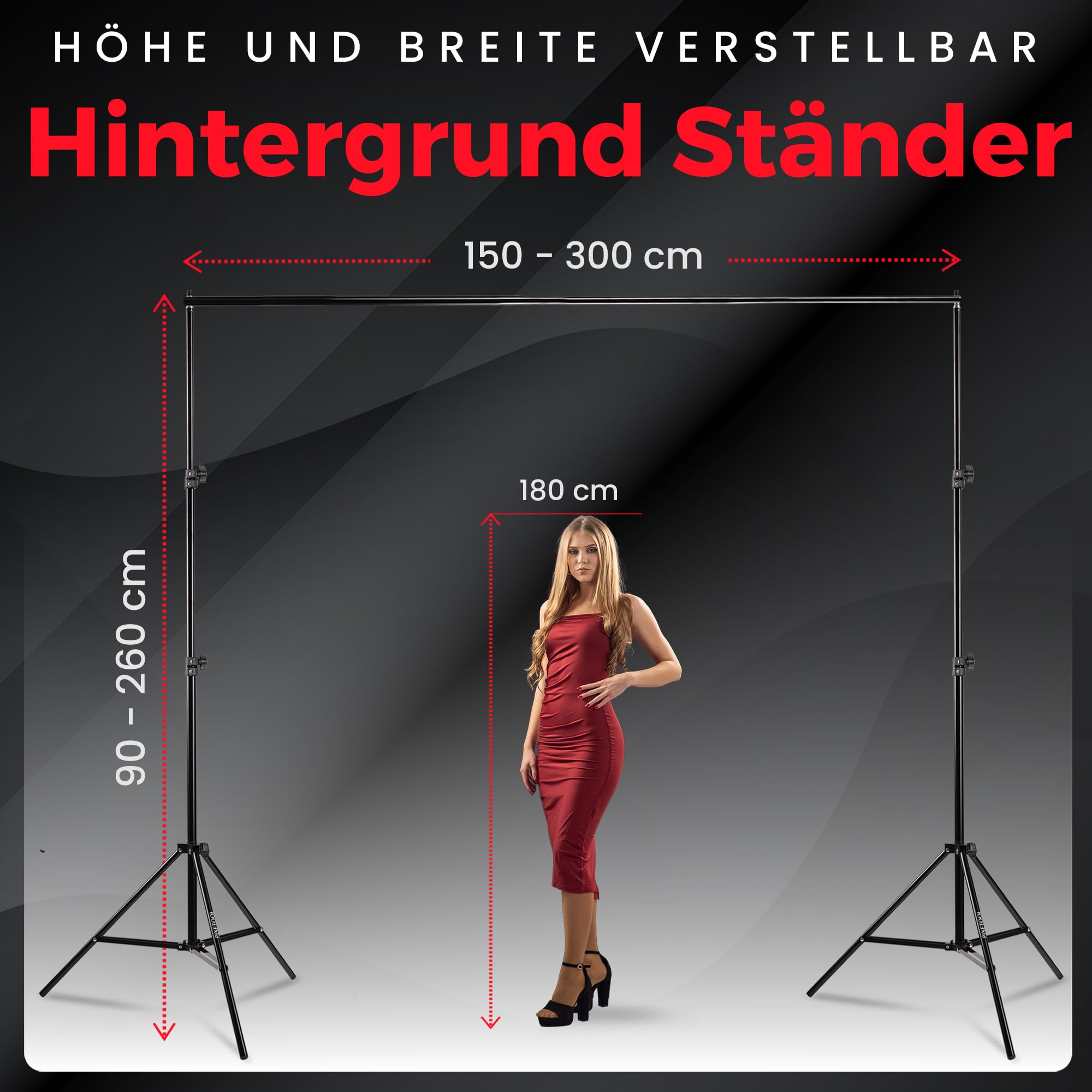 Fotostudio Set - Greenscreen (3 x 3 m) mit Ständer (3 x 2,6 m) - Softbox mit Lampen Set - Green Screen Fotohintergrund - Reflektor - Studiolicht Fotolampe - Streaming Fotografie Hintergrund