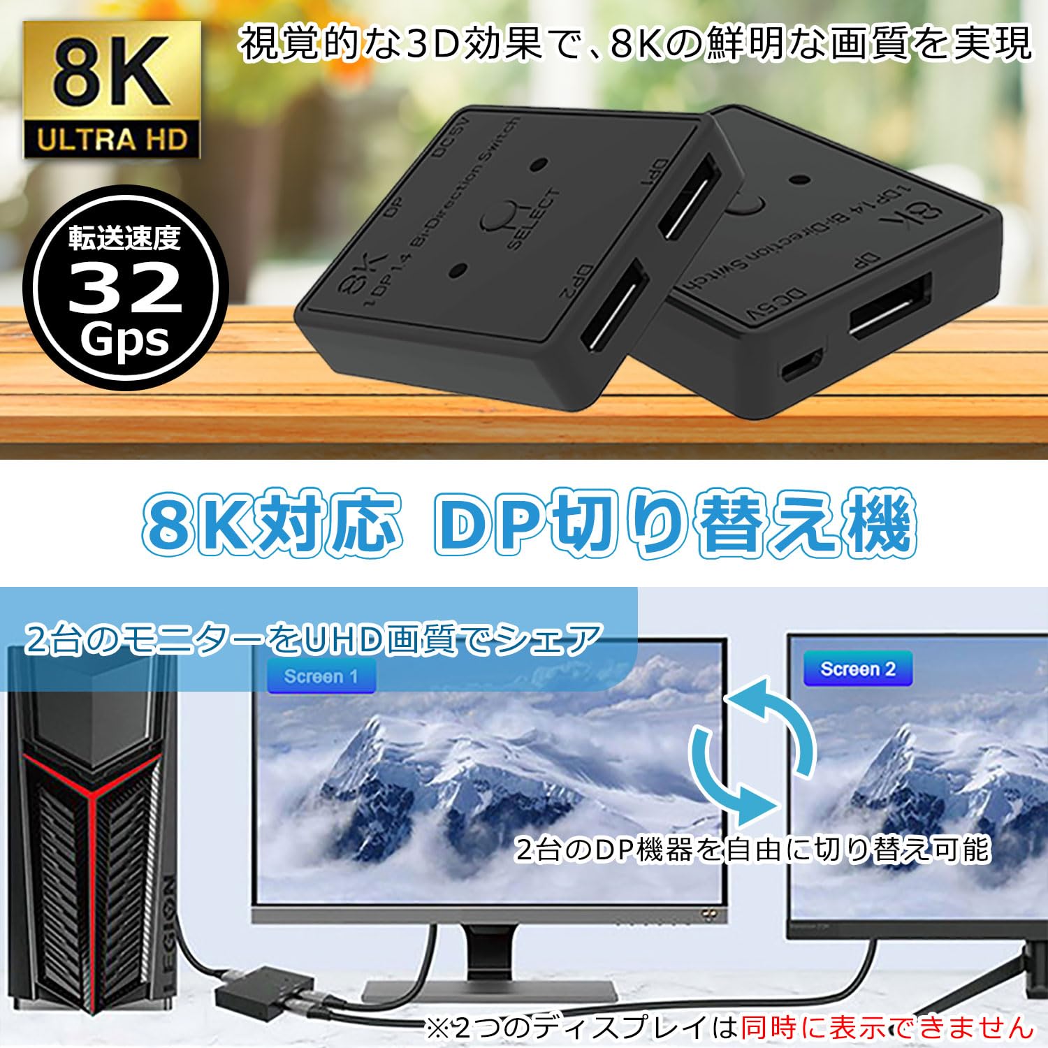 新品・50%オフ！】PERESAL DP 1.4 KVMスイッチ 8K対応 Amazon.co.jp