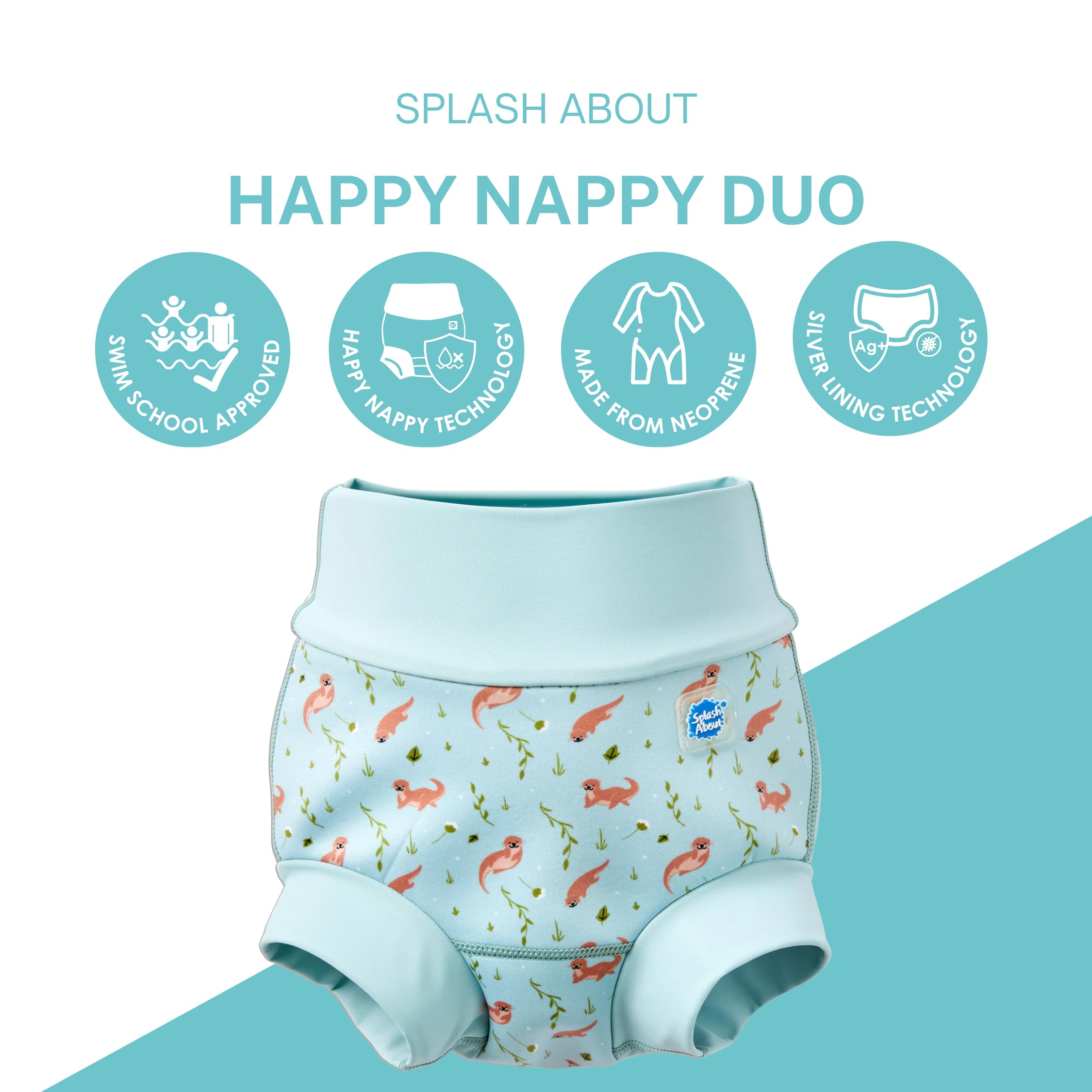 Baby & Toddler Happy Nappy Duo Reusable Swim Nappy with Silver Lining — view 2