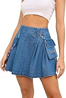 Vista 15 de Ruolai Minifalda plisada negra gótica con falda de tenis de cintura alta con cadena Negro